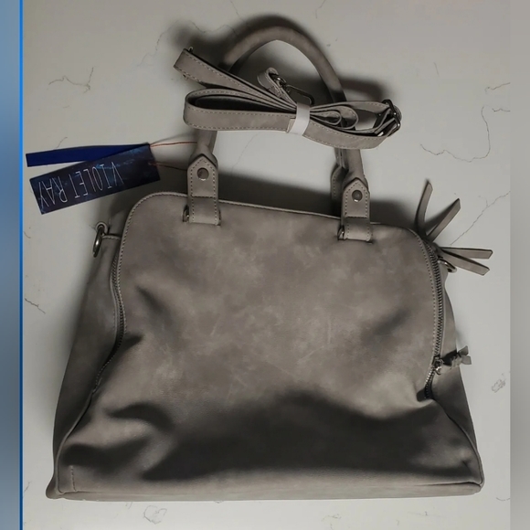 Violet Ray NYC Women's Trendy & Fashionable Gray Crossbody Handbag Faux Leather - Picture 2 of 5